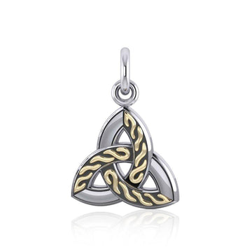 Awe-inspired by the Holy Trinity ~ Celtic Knotwork Trinity Sterling Silver Charm Jewelry with 18k Gold accent MCM179 - Jewelry